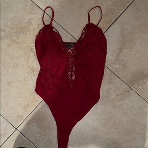 Fashion Nova Red Lace Bodysuit